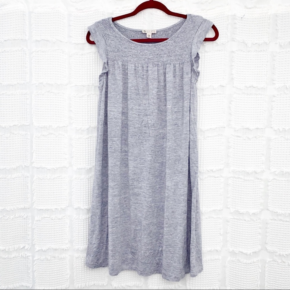 gray smocked neck flowy casual dress M